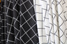 Black And White Geometric Grid Polyester Spandex Fabric - Black And White Geometric Grid, 58"/60" Width (1 Yard)