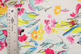 Watercolor Floral Print Polyester Spandex Fabric - Watercolor Floral Print, 58"/60" Width (1 Yard)