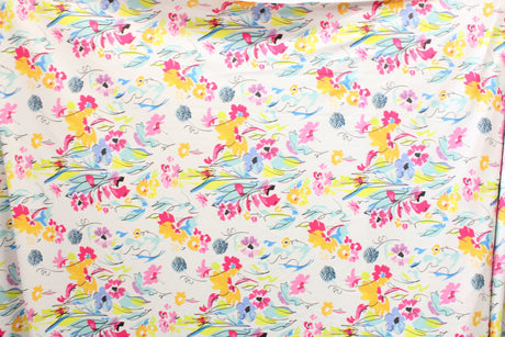Watercolor Floral Print Polyester Spandex Fabric - Watercolor Floral Print, 58"/60" Width (1 Yard)