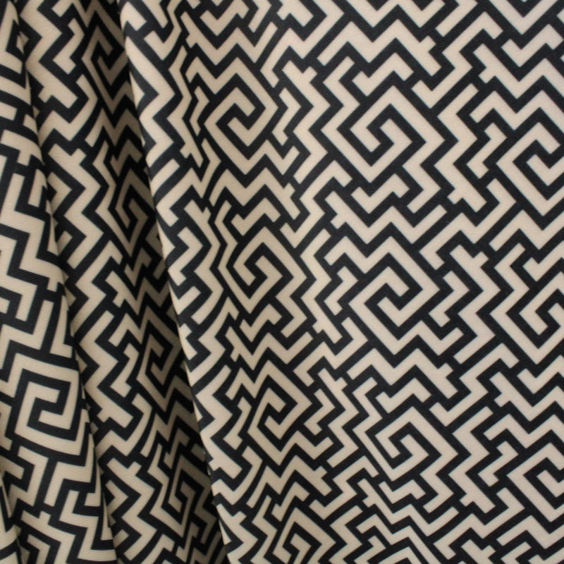 Geometric Maze Polyester Spandex Fabric - Geometric Maze Illusion Design, 58"/60" Width (1 Yard)