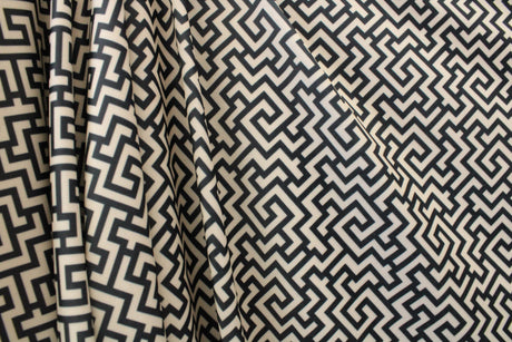 Geometric Maze Polyester Spandex Fabric - Geometric Maze Illusion Design, 58"/60" Width (1 Yard)