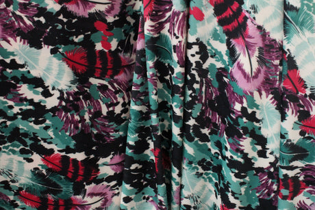 Watercolor Feathers Spandex Fabric - Watercolor Feathers Print, 58"/60" Width (Yard (36" X 60"))