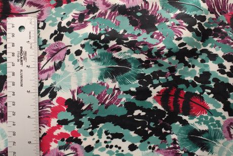 Watercolor Feathers Spandex Fabric - Watercolor Feathers Print, 58"/60" Width (Yard (36" X 60"))