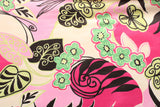 Pink And Green Abstract Floral Spandex Fabric - Pink And Green Abstract Floral, 58"/60" Width (Yard (36" X 60"))