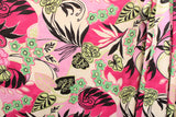 Pink And Green Abstract Floral Spandex Fabric - Pink And Green Abstract Floral, 58"/60" Width (Yard (36" X 60"))