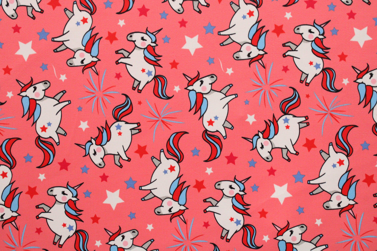 Fireworks And Unicorns Polyester Spandex Fabric - Printed, 58"/60" Width (1 Yard)