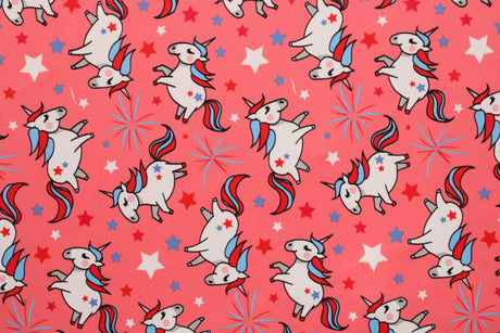 Fireworks And Unicorns Polyester Spandex Fabric - Printed, 58"/60" Width (1 Yard)