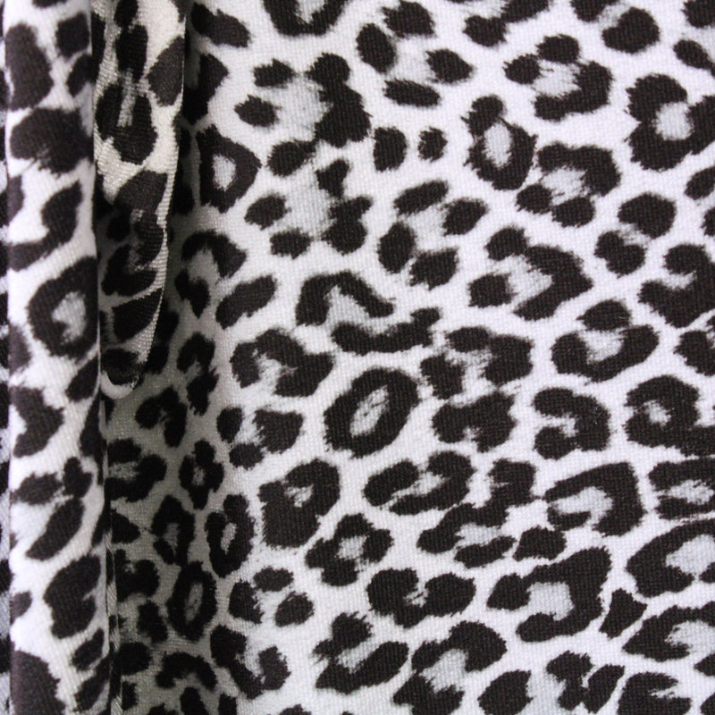 Silver Leopard Velvet Fabric - Silver Leopard Print, 36" X 60" (1 Yard)