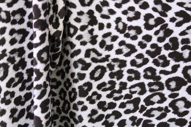 Silver Leopard Velvet Fabric - Silver Leopard Print, 36" X 60" (1 Yard)