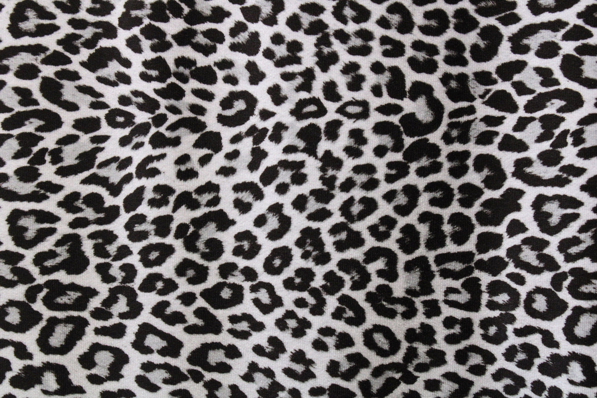 Silver Leopard Velvet Fabric - Silver Leopard Print, 36" X 60" (1 Yard)