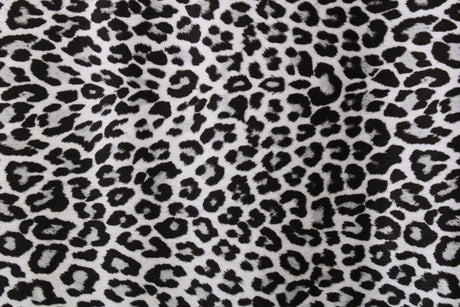 Silver Leopard Velvet Fabric - Silver Leopard Print, 36" X 60" (1 Yard)