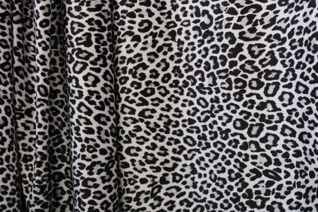 Silver Leopard Velvet Fabric - Silver Leopard Print, 36" X 60" (1 Yard)