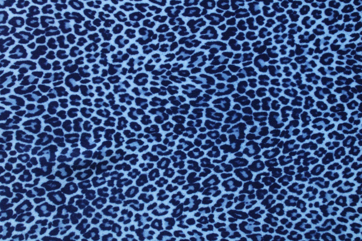 Blue Cheetah Velvet Fabric - Blue Cheetah Print, 36" X 60" (1 Yard)