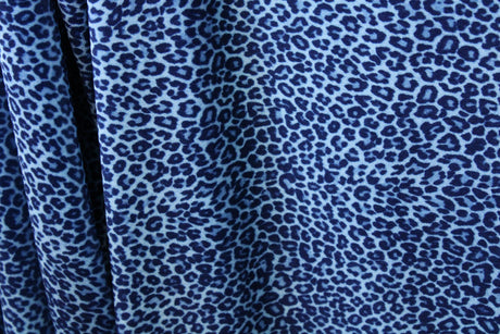 Blue Cheetah Velvet Fabric - Blue Cheetah Print, 36" X 60" (1 Yard)