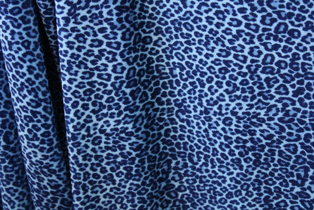 Blue Cheetah Velvet Fabric - Blue Cheetah Print, 36" X 60" (1 Yard)