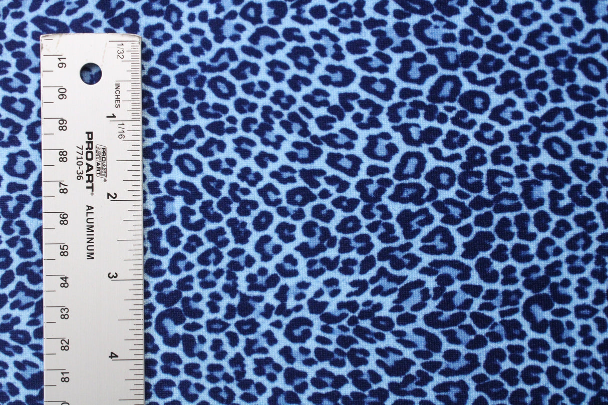 Blue Cheetah Velvet Fabric - Blue Cheetah Print, 36" X 60" (1 Yard)