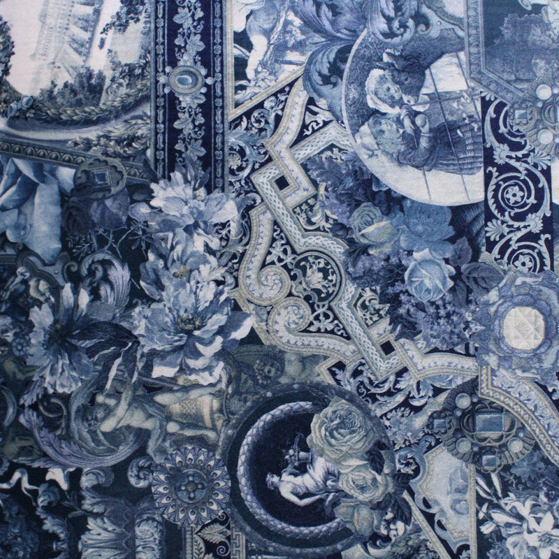 Blue Renaissance Velvet Fabric - Blue Cheetah Print, 36" X 60" (1 Yard)