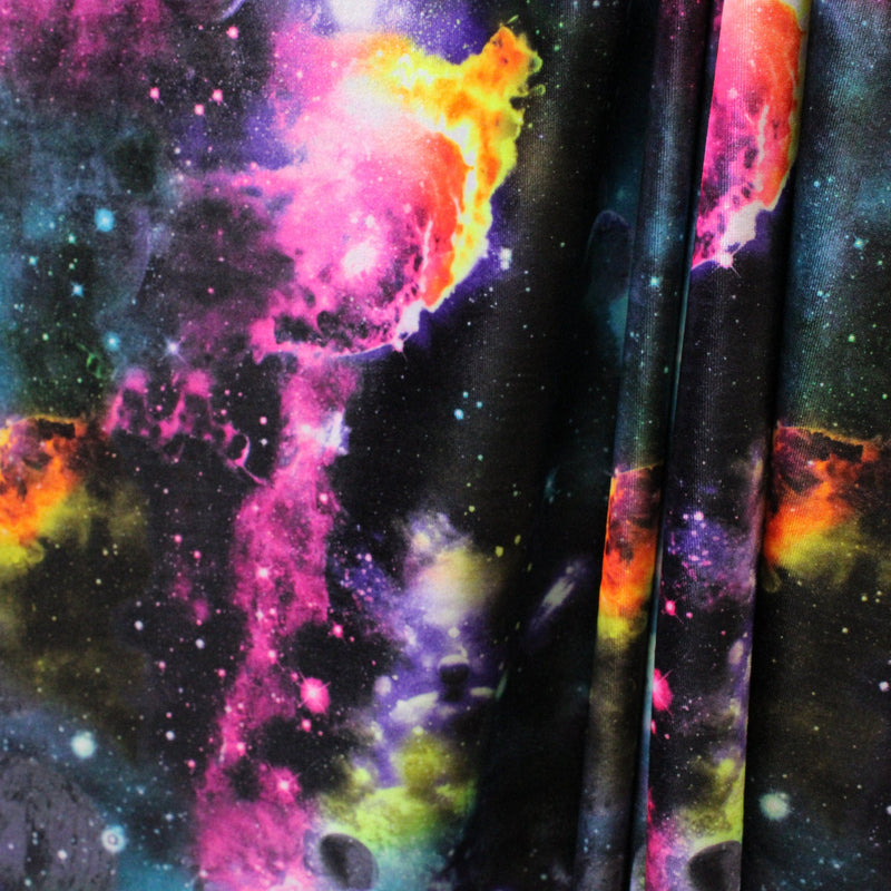 Colorful Galaxy Velvet Fabric - Printed Galaxy, 58"/60" Width (1 Yard)