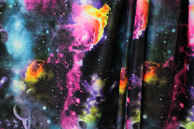 Colorful Galaxy Velvet Fabric - Printed Galaxy, 58"/60" Width (1 Yard)