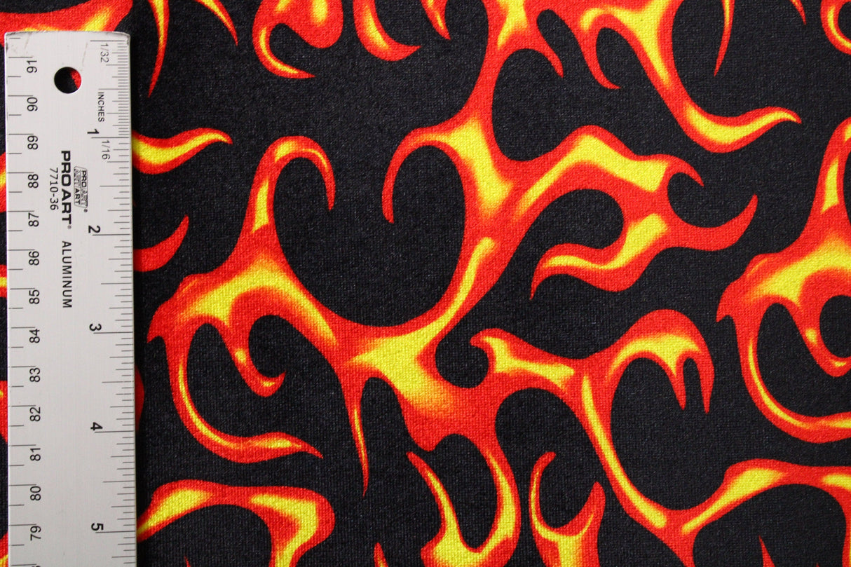 Flames Velvet Fabric - Printed Flames, 36" X 60" (1 Yard)