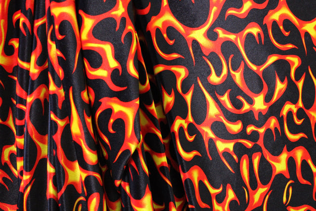Flames Velvet Fabric - Printed Flames, 36" X 60" (1 Yard)