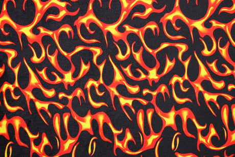 Flames Velvet Fabric - Printed Flames, 36" X 60" (1 Yard)
