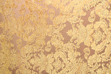Damask Royal Floral Burnout Velvet Fabric - Black, Gold Damask Floral, 36" X 60" (1 Yard)