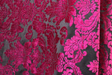 Damask Royal Floral Burnout Velvet Fabric - Black, Gold Damask Floral, 36" X 60" (1 Yard)