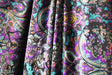 Teal And Purple Paisley Burnout Velvet Fabric - Teal And Purple Paisley, 4-Way Stretch (1 Yard)