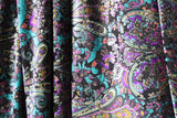 Teal And Purple Paisley Burnout Velvet Fabric - Teal And Purple Paisley, 4-Way Stretch (1 Yard)