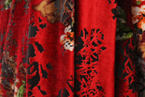 Red And Orange Floral Burnout Velvet Fabric - Red And Orange Floral, 4-Way Stretch, 1 Yard (Yard)