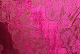 Large Fuchsia Paisley Burnout Velvet Fabric - Fuchsia Paisley, 4-Way Stretch (1 Yard)