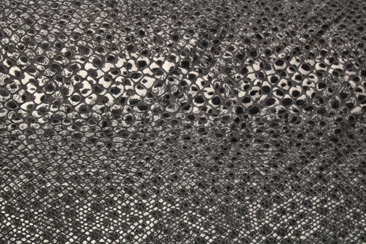 Snake Print Burnout Velvet Fabric - Brown Snake, Gray Snake, 4-Way Stretch, 36" Width (1 Yard)