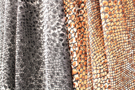 Snake Print Burnout Velvet Fabric - Brown Snake, Gray Snake, 4-Way Stretch, 36" Width (1 Yard)