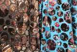 Paisley Dots Burnout Velvet Fabric - Teal, Brown Paisley Dots, 36" Width (1 Yard)