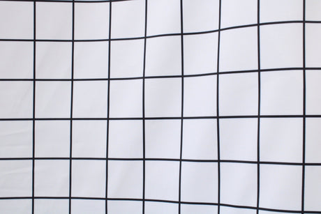 Black And White Geometric Grid Polyester Spandex Fabric - Black And White Geometric Grid, 58"/60" Width (1 Yard)
