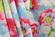Pink And Blue Floral Print Polyester Spandex Fabric - Pink And Blue Floral Print, 58"/60" Width (1 Yard)