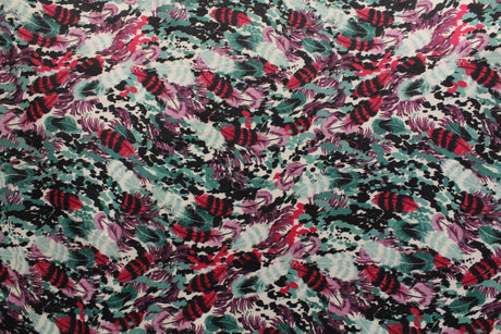 Watercolor Feathers Spandex Fabric - Watercolor Feathers Print, 58"/60" Width (Yard (36" X 60"))