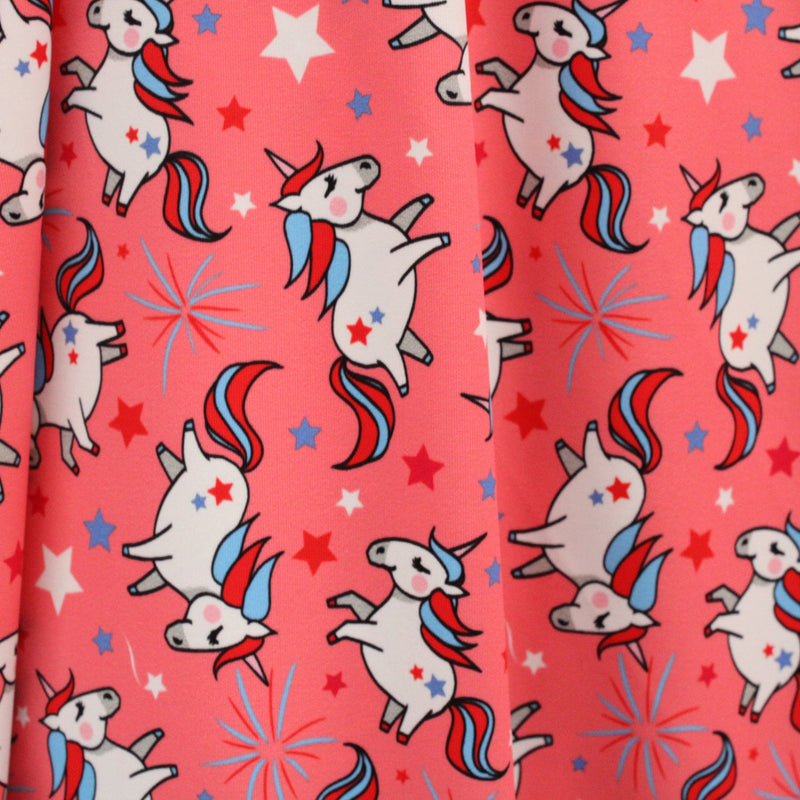 Fireworks And Unicorns Polyester Spandex Fabric - Printed, 58"/60" Width (1 Yard)