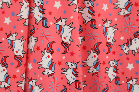 Fireworks And Unicorns Polyester Spandex Fabric - Printed, 58"/60" Width (1 Yard)