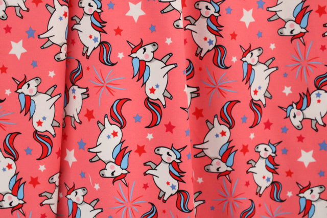 Fireworks And Unicorns Polyester Spandex Fabric - Printed, 58"/60" Width (1 Yard)