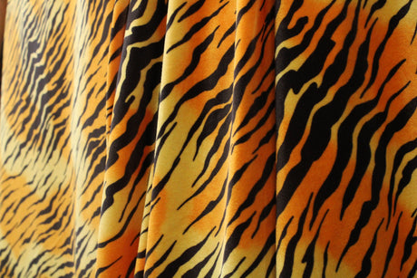 Tiger Velvet Fabric - Tiger Print, 4-Way Stretch, 36" X 60" (1 Yard)