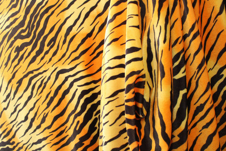 Tiger Velvet Fabric - Tiger Print, 4-Way Stretch, 36" X 60" (1 Yard)