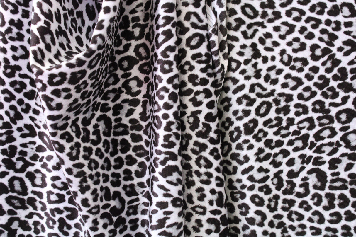 Silver Leopard Velvet Fabric - Silver Leopard Print, 36" X 60" (1 Yard)