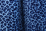 Blue Cheetah Velvet Fabric - Blue Cheetah Print, 36" X 60" (1 Yard)