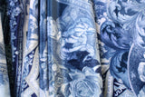 Blue Renaissance Velvet Fabric - Blue Cheetah Print, 36" X 60" (1 Yard)