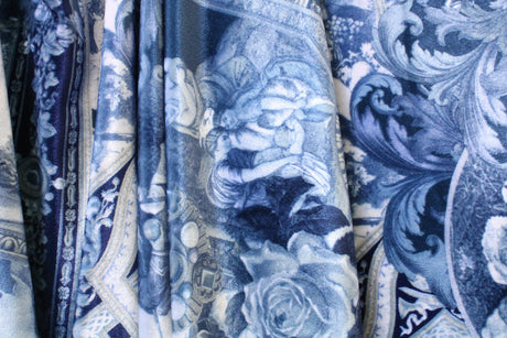 Blue Renaissance Velvet Fabric - Blue Cheetah Print, 36" X 60" (1 Yard)
