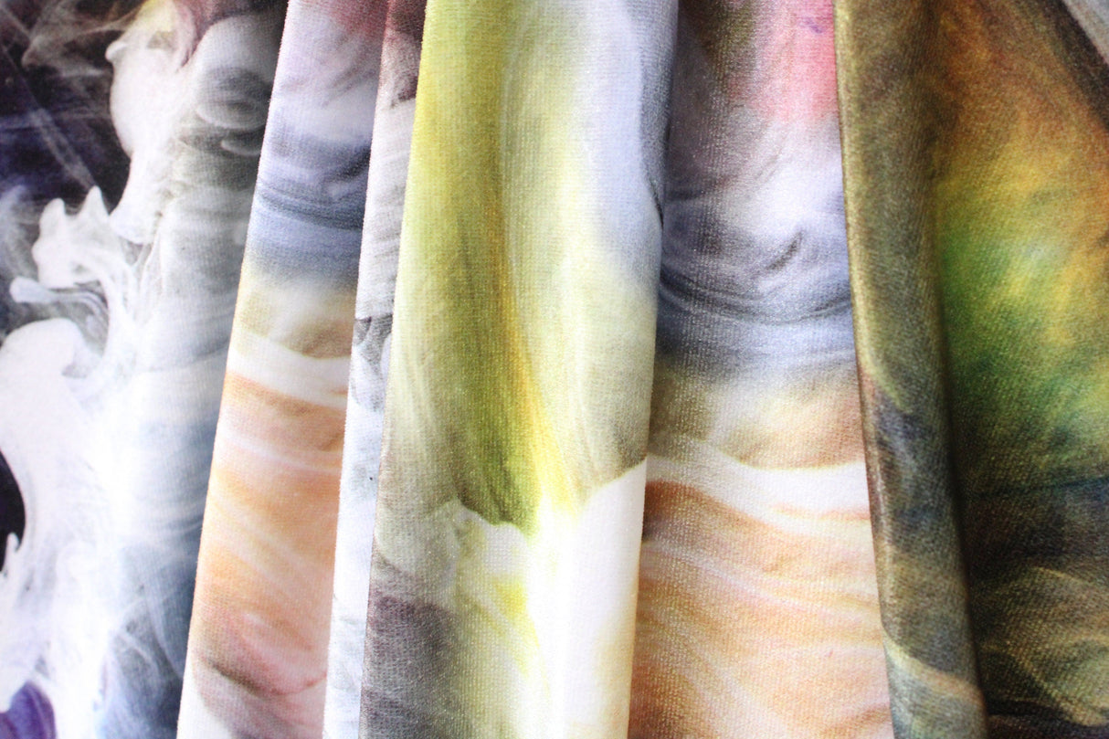 Rainbow Smoke Velvet Fabric - Blue Smoke Print, 36" X 60" (1 Yard)