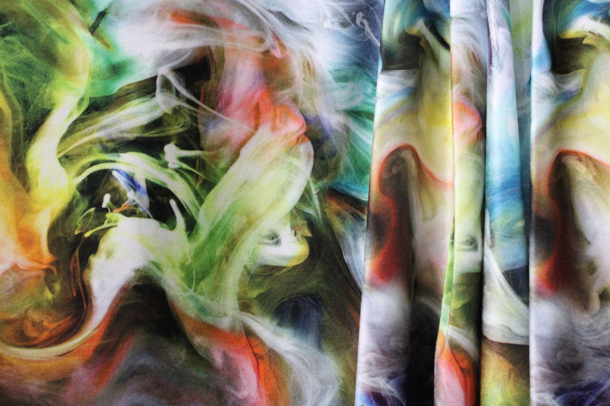 Rainbow Smoke Velvet Fabric - Blue Smoke Print, 36" X 60" (1 Yard)