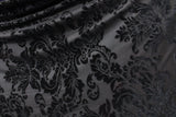 Damask Royal Floral Burnout Velvet Fabric - Black, Gold Damask Floral, 36" X 60" (1 Yard)